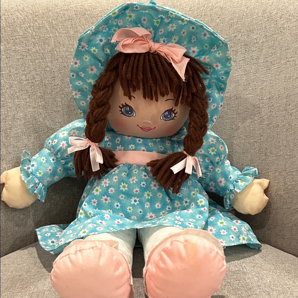 Floral Blue and Pink Rag Doll